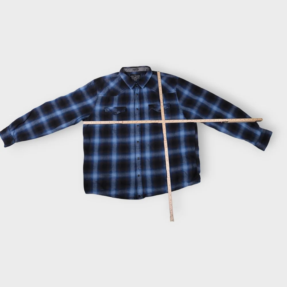 Cody James Men Button Up Shirt XLarge Blue Plaid Flannel Western Pearl Snap - Picture 6 of 14